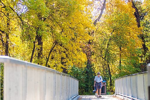 MIKAELA MACKENZIE / WINNIPEG FREE PRESS

Irwin Hayes, 93, goes on a walk through Kildonan Park on the first day of fall in Winnipeg on Tuesday, Sept. 22, 2020.  He walks nearly every day, and has enjoyed watching the leaves turn colour. Standup.

Winnipeg Free Press 2020