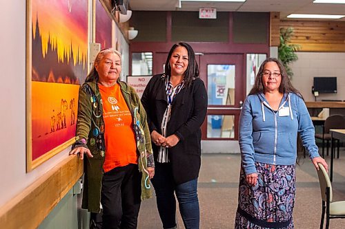 MIKAELA MACKENZIE / WINNIPEG FREE PRESS

Chickadee Richard, Anishinaabe knowledge keeper (left), Bobbi-Jo Leclair, Itinerant Indigenous Education consultant,  and Diane Maytwayashing, Anishinaabe community member, pose for a portrait while working on a beta version of the Indigenous Minecraft they're unveiling in November in Winnipeg on Thursday, Sept. 24, 2020. For Maggie Macintosh story. 

Winnipeg Free Press 2020