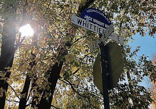 Canstar Community News Sign toppers honouring Jack Wright, who served as a shipwright during the Second World War, were unveiled on Sept. 22 in Transcona across the street from the house he grew up in. (SHELDON BIRNIE/CANSTAR/THE HERALD)