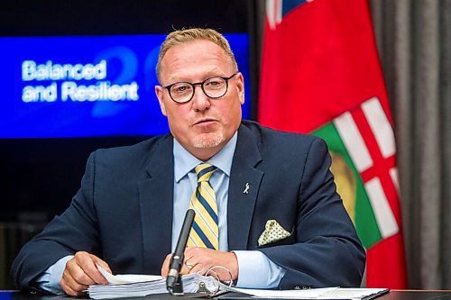 MIKAELA MACKENZIE / WINNIPEG FREE PRESS

Finance minister Scott Fielding speaks to the media at the Manitoba Legislative Building in Winnipeg on Tuesday, Sept. 29, 2020.  For Larry Kusch story.

Winnipeg Free Press 2020