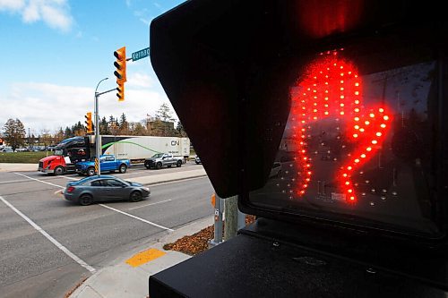 JOHN WOODS / WINNIPEG FREE PRESS
Traffic lights at the intersection of Plessis and Kernaghan in Winnipeg Thursday, October 1, 2020. Winnipeg is stopping the nighttime use of flashing amber and red lights at intersections across the city because someone complained about them at the Plessis and Kernaghan intersection. The city says it is for pedestrian safety.

Reporter: Joyanne