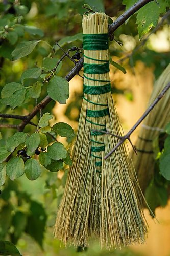 MIKE DEAL / WINNIPEG FREE PRESS
Amina Haswell recently started a home based broom making business, Prairie Breeze Folk Arts Studio, and was due to make her vendor debut at the Folk Fest this year. 
She makes all kinds of brooms - whisks, cobweb brooms, fireplace brooms, yer basic sweep-the-kitchen brooms  she also makes traditional wedding brooms, and currently has a line of brooms made especially for Halloween - bippity boppity brooms.
See David Sanderson story
201002 - Friday, October 02, 2020.