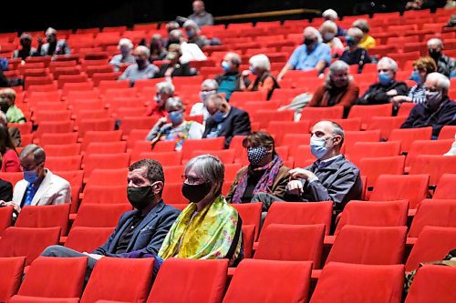 Daniel Crump / Winnipeg Free Press. Safety measure in place on opening night for the Winnipeg Symphony Orchestra include seating with plenty of physical distancing between patrons. October 2, 2020.
