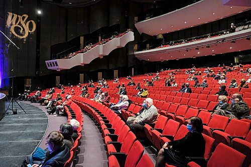 Daniel Crump / Winnipeg Free Press. Safety measure in place on opening night for the Winnipeg Symphony Orchestra include seating with plenty of physical distancing between patrons. October 2, 2020.
