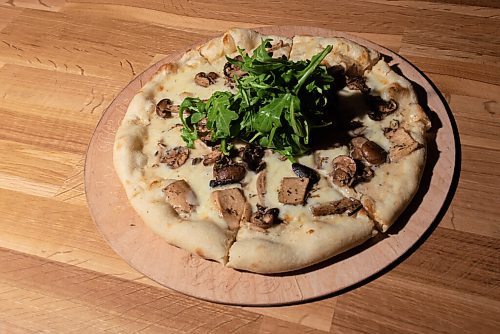 JESSE BOILY  / WINNIPEG FREE PRESS
The funghi selvatici pizza at Little Nana's Kitchen on Friday. Ignacio said that the pizza dough is made in house. Friday, Oct. 2, 2020.
Reporter: Alison Gillmor