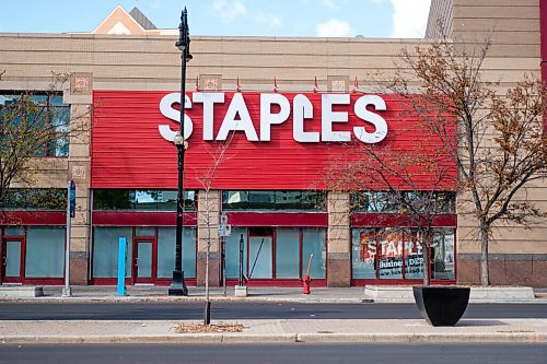 Daniel Crump / Winnipeg Free Press. The Staples building in Portage Place seen from across Portage Avenue. October 3, 2020.