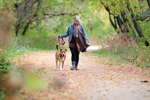 RUTH BONNEVILLE / WINNIPEG FREE PRESS

LOCAL - Standup 

Carine Roy takes her three-year-old dog Olivier for a walk amidst the colourful, fall foliage in  Whittier Park Monday.  

Oct 5th, 2020