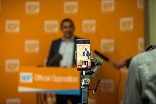 MIKAELA MACKENZIE / WINNIPEG FREE PRESS

NDP leader Wab Kinew speaks to media about the alternative throne speech released today at the Manitoba Legislative Building in Winnipeg on Tuesday, Oct. 6, 2020. For Larry Kusch story.

Winnipeg Free Press 2020