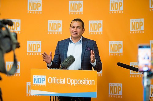 MIKAELA MACKENZIE / WINNIPEG FREE PRESS

NDP leader Wab Kinew speaks to media about the alternative throne speech released today at the Manitoba Legislative Building in Winnipeg on Tuesday, Oct. 6, 2020. For Larry Kusch story.

Winnipeg Free Press 2020