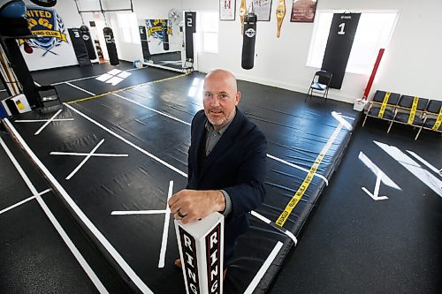 JOHN WOODS / WINNIPEG FREE PRESS
Ryan Savage, lawyer, boxing coach and owner of United Boxing, is photographed inside a COVID-19 regulation friendly ring at the boxing gym in Winnipeg Tuesday, October 6, 2020. Savage has been recently named president of Boxing Canada.

Reporter: Allen
