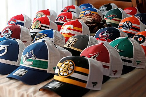 JOHN WOODS / WINNIPEG FREE PRESS
NHL team hats sit on a table at potential draft pick Seth Jarvis home in Winnipeg prior to the NHL draft Tuesday, October 6, 2020. 

Reporter: Sawatzky