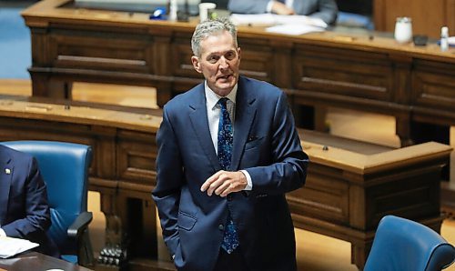RUTH BONNEVILLE / WINNIPEG FREE PRESS
 
local - question period, legislature 

Manitoba Premier Brian Pallister speaks in the Legislature during the first question period at the Manitoba legislature since late May and the first to involve some MLAs tuning in online.


Oct 8th, 2020