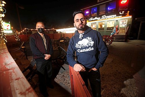 JOHN WOODS / WINNIPEG FREE PRESS
Mouafeq Jassim and Amanjot Bajwa, co-owners of 7 Arabian Dreams are photographed outside their restaurant and hookah lounge Thursday, October 8, 2020. Their use of hookahs have been banned.

Reporter: Thorpe