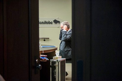 MIKAELA MACKENZIE / WINNIPEG FREE PRESS

Agriculture and resource development minister Blaine Pedersen walks out after speaking about new rules for sustainable moose hunting practices at the Manitoba Legislative Building in Winnipeg on Friday, Oct. 9, 2020. For Carol Sanders story.

Winnipeg Free Press 2020