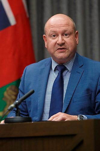 MIKE DEAL / WINNIPEG FREE PRESS
Dr. Brent Roussin, chief provincial public health officer, during the latest COVID-19 update at the Manitoba Legislative building Friday, October 16, 2020.
201016 - Friday, October 16, 2020.