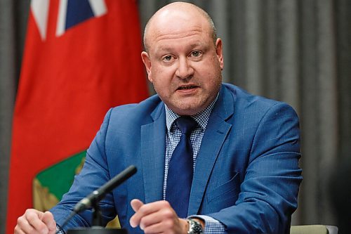 MIKE DEAL / WINNIPEG FREE PRESS
Dr. Brent Roussin, chief provincial public health officer, during the latest COVID-19 update at the Manitoba Legislative building Friday, October 16, 2020.
201016 - Friday, October 16, 2020.