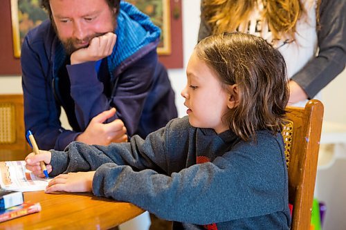 MIKAELA MACKENZIE / WINNIPEG FREE PRESS

Winter Wright and her dad, David Wright, work on school work in their home in Winnipeg on Monday, Oct. 19, 2020. The Manitoba Metis Federation has built its own online learning portal and is now providing families with homeschool support teachers. For Maggie Macintosh story.

Winnipeg Free Press 2020