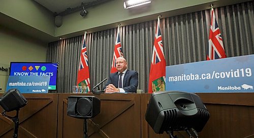 MIKE DEAL / WINNIPEG FREE PRESS
Dr. Brent Roussin, chief provincial public health officer during the latest COVID-19 update at the Manitoba Legislative building Monday, October 19, 2020.
201019 - Monday, October 19, 2020.