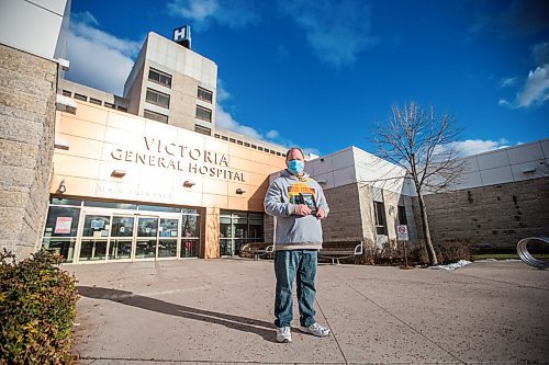 MIKAELA MACKENZIE / WINNIPEG FREE PRESS

John Dobbin poses for a photo in front of Victoria General Hospital, where both of his parents are in wards with positive COVID cases (and his 82-year-old mother tested positive for the virus), in Winnipeg on Friday, Oct. 23, 2020. For JS story.

Winnipeg Free Press 2020