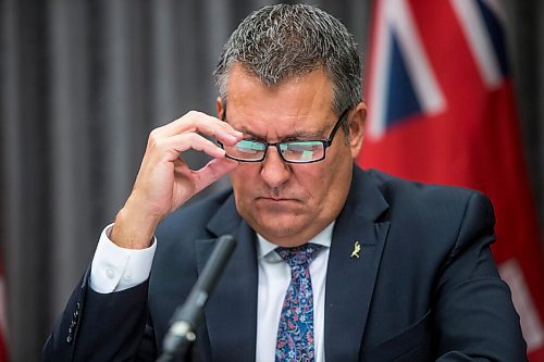 MIKAELA MACKENZIE / WINNIPEG FREE PRESS

Justice minister Cliff Cullen speaks at a press conference at the Manitoba Legislative Building in Winnipeg on Monday, Oct. 26, 2020. For Carol Sanders story.

Winnipeg Free Press 2020