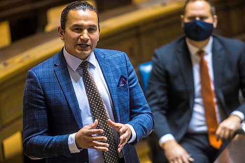 MIKAELA MACKENZIE / WINNIPEG FREE PRESS

Opposition leader Wab Kinew speaks during question period at the Manitoba Legislative Building in Winnipeg on Monday, Oct. 26, 2020. For Carol/Larry story.

Winnipeg Free Press 2020