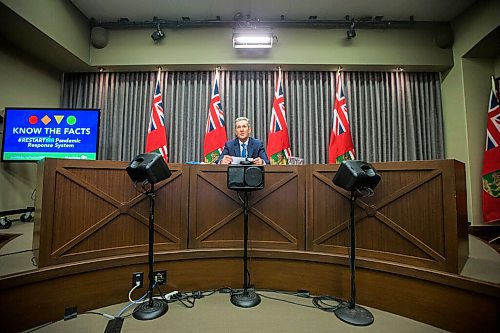 MIKAELA MACKENZIE / WINNIPEG FREE PRESS

Premier Brian Pallister speaks to the media about legislative amendments for COVID-19 job-protected leave at the Manitoba Legislative Building in Winnipeg on Monday, Oct. 26, 2020. For Carol/Larry story.

Winnipeg Free Press 2020