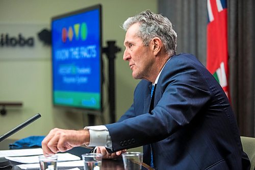 MIKAELA MACKENZIE / WINNIPEG FREE PRESS

Premier Brian Pallister speaks to the media about legislative amendments for COVID-19 job-protected leave at the Manitoba Legislative Building in Winnipeg on Monday, Oct. 26, 2020. For Carol/Larry story.

Winnipeg Free Press 2020