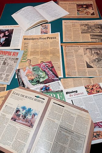 JESSE BOILY  / WINNIPEG FREE PRESS
A collection of newspaper clippings Bistro Dansk has collected after a long history in Winnipeg on Tuesday. Tuesday, Oct. 27, 2020.
Reporter: Eva Wasney