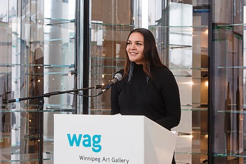 MIKE DEAL / WINNIPEG FREE PRESS
Julia Lafreniere, Manager of Indigenous Initiatives at the WAG, during an announcement Wednesday morning, that a circle of language keepers has given an Inuktitut name to what was formerly known as the Inuit Art Centre: Qaumajuq [HOW-ma-yourq], meaning It is bright, it is lit.
201028 - Wednesday, October 28, 2020.