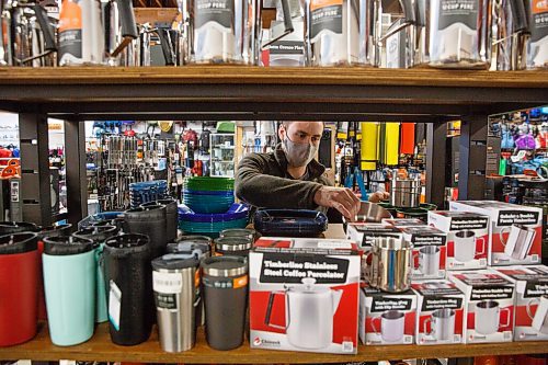 MIKE DEAL / WINNIPEG FREE PRESS
Garrett Tremblay, manager at Wilderness Supply, says that salespeople are reporting a spike in revenue due to COVID-19.
See Malak Abas story
201028 - Wednesday, October 28, 2020.