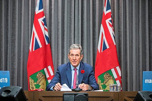 MIKAELA MACKENZIE / WINNIPEG FREE PRESS

Premier Brian Pallister speaks at a press conference at the Manitoba Legislative Building in Winnipeg on Monday, Nov. 2, 2020. For Carol Sanders story.

Winnipeg Free Press 2020