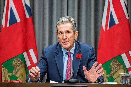 MIKAELA MACKENZIE / WINNIPEG FREE PRESS

Premier Brian Pallister speaks at a press conference at the Manitoba Legislative Building in Winnipeg on Monday, Nov. 2, 2020. For Carol Sanders story.

Winnipeg Free Press 2020