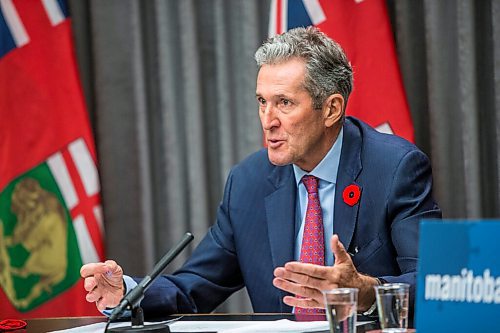 MIKAELA MACKENZIE / WINNIPEG FREE PRESS

Premier Brian Pallister speaks at a press conference at the Manitoba Legislative Building in Winnipeg on Monday, Nov. 2, 2020. For Carol Sanders story.

Winnipeg Free Press 2020