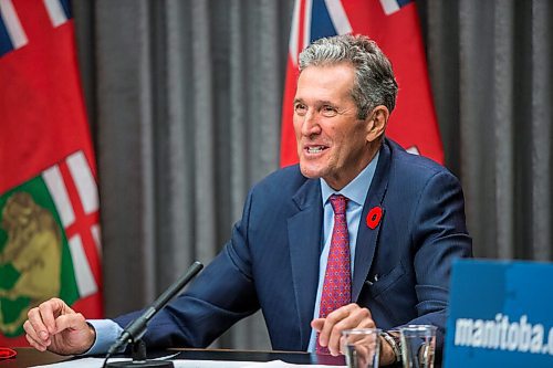 MIKAELA MACKENZIE / WINNIPEG FREE PRESS

Premier Brian Pallister speaks at a press conference at the Manitoba Legislative Building in Winnipeg on Monday, Nov. 2, 2020. For Carol Sanders story.

Winnipeg Free Press 2020