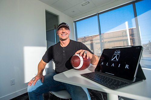 MIKAELA MACKENZIE / WINNIPEG FREE PRESS

Bombers long snapper Chad Rempel poses for a portrait at the Alair Homes office, where he works, in Winnipeg on Tuesday, Nov. 3, 2020. For Taylor Allen story.

Winnipeg Free Press 2020