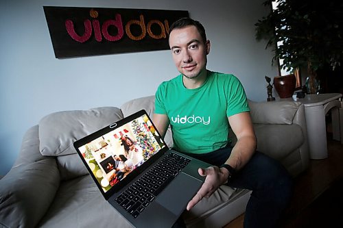 JOHN WOODS / WINNIPEG FREE PRESS
Denis Devigne, who is the founder of VidDay, a company that produces personalized videos as gifts, is photographed in Winnipeg Tuesday, November 3, 2020.  People upload personal videos, photos and messages and VidDay software automatically edits and publishes complete final cuts. The company was started in 2015 and double its growth and staff since the start of the pandemic in March.

Reporter: Cash
