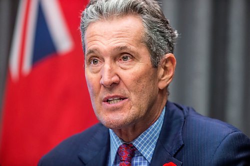 MIKAELA MACKENZIE / WINNIPEG FREE PRESS

Premier Brian Pallister speaks to the media about additional enforcement measures designed to curb the spread of COVID-19 at the Manitoba Legislative Building in Winnipeg on Thursday, Nov. 5, 2020. For Carol Sanders story.

Winnipeg Free Press 2020