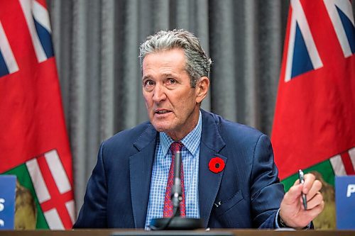 MIKAELA MACKENZIE / WINNIPEG FREE PRESS

Premier Brian Pallister speaks to the media about additional enforcement measures designed to curb the spread of COVID-19 at the Manitoba Legislative Building in Winnipeg on Thursday, Nov. 5, 2020. For Carol Sanders story.

Winnipeg Free Press 2020