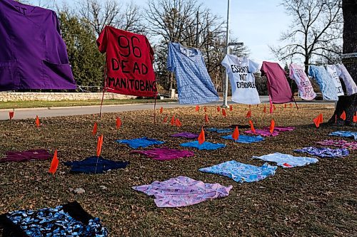 Daniel Crump / Winnipeg Free Press. A protest art instalment on the boulevard at wellington crescent set up by concerned health care workers. November 7, 2020.