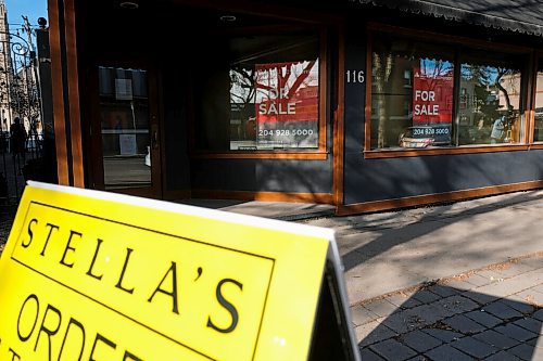 Daniel Crump / Winnipeg Free Press. For sale signs have been put up in the windows of the Stellas restaurant location on Sherbrooke Street. November 7, 2020.