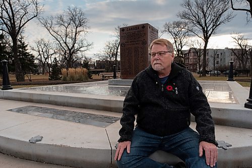 JESSE BOILY  / WINNIPEG FREE PRESS
Ian Stewart, author of Voices of War a book about the Royal Winnipeg Rifles, stands for portraits at the Royal Winnipeg Rifles Memorial at Vimy Ridge Park on Sunday. Sunday, Nov. 8, 2020.
Reporter: Alan Small