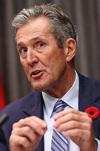 MIKE DEAL / WINNIPEG FREE PRESS

Premier Brian Pallister and Dr. Brent Roussin, chief provincial public health officer, announce that the whole province is going to code red. 
201110 - Tuesday, November 10, 2020