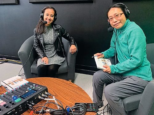 Canstar Community News Isabella Soares and Lili Chen, pictured recording another episode of their Adventures in Careerland podcast.
