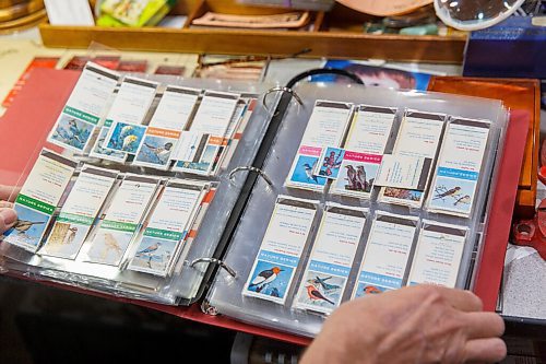MIKE DEAL / WINNIPEG FREE PRESS
Denis Bouchard a matchbook collector since his mid-teens, has one of the most exhaustive collections in the country - close to a quarter million or so, stored in photo albums, three-ring binders and drawers.
Denis with a binder that has some of the first matchbooks he got when he started collecting at age fifteen.
201109 - Monday, November 09, 2020.