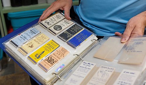 MIKE DEAL / WINNIPEG FREE PRESS
Denis Bouchard a matchbook collector since his mid-teens, has one of the most exhaustive collections in the country - close to a quarter million or so, stored in photo albums, three-ring binders and drawers. 
201109 - Monday, November 09, 2020.