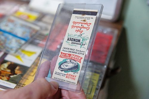 MIKE DEAL / WINNIPEG FREE PRESS
Denis Bouchard a matchbook collector since his mid-teens, has one of the most exhaustive collections in the country - close to a quarter million or so, stored in photo albums, three-ring binders and drawers. 
201109 - Monday, November 09, 2020.