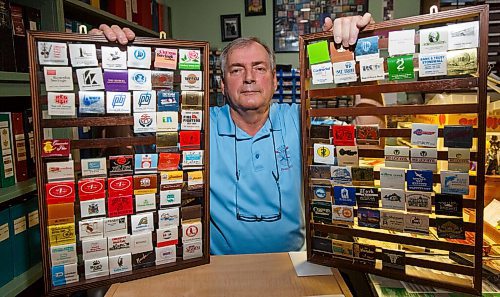 MIKE DEAL / WINNIPEG FREE PRESS
Denis Bouchard a matchbook collector since his mid-teens, has one of the most exhaustive collections in the country - close to a quarter million or so, stored in photo albums, three-ring binders and drawers. 
201109 - Monday, November 09, 2020.