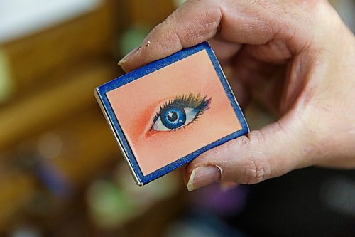 MIKE DEAL / WINNIPEG FREE PRESS
Denis Bouchard a matchbook collector since his mid-teens, has one of the most exhaustive collections in the country - close to a quarter million or so, stored in photo albums, three-ring binders and drawers. 
A matchbox with a lenticular printed eye that opens and closes as you move the box.
201109 - Monday, November 09, 2020.