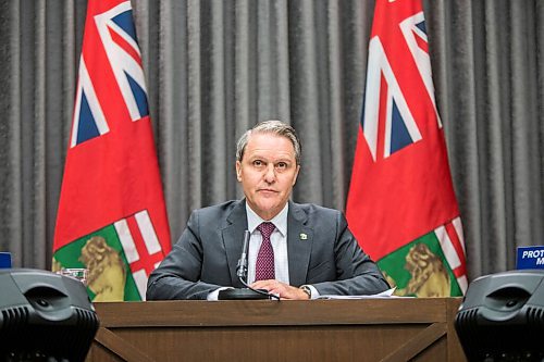 MIKAELA MACKENZIE / WINNIPEG FREE PRESS

Health, seniors and active living minister Cameron Friesen speaks to the media at a call-in press conference at the Manitoba Legislative Building in Winnipeg on Friday, Nov. 13, 2020. For Danielle Da Silva story.

Winnipeg Free Press 2020