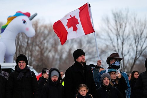 Daniel Crump / Winnipeg Free Press. The Hugs over Masks anti-masker group holds a rally at AD Penner Park in Steinbach . November 14, 2020.